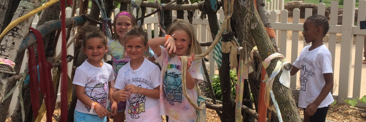 Girls in outdoor tipi